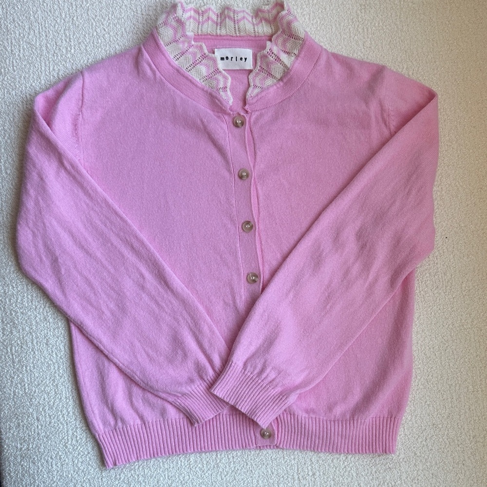Morley Girls Pink Button-Up Cardigan